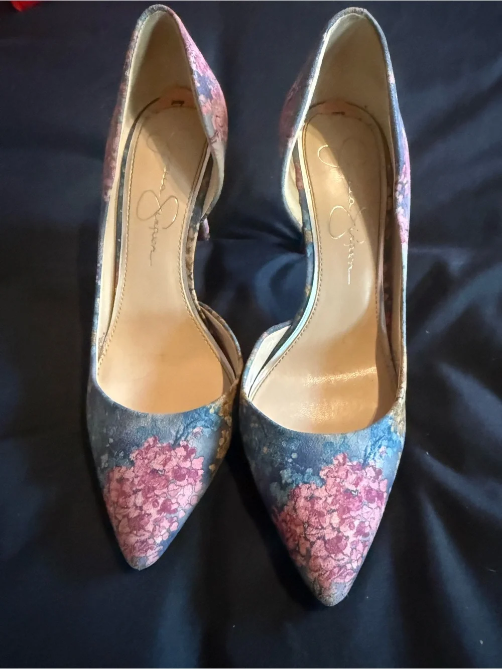 Jessica Simpson Floral Pointed-Toe Pumps in Blue and Pink